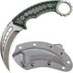 Karambit-Messer mit fester Klinge aus D2-Stahl + G10-Griff, Outdoor-Klauenmesser mit Schutzhlle, EDC-Werkzeug, Grn