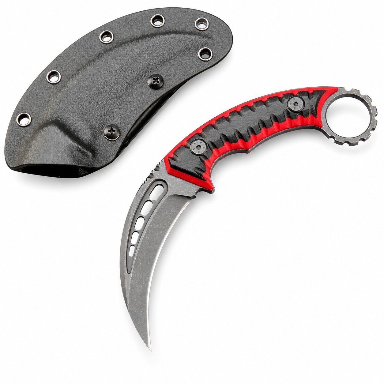 18643-main-white-clean Karambit-Messer mit fester Klinge aus D2-Stahl + G10-Griff, Outdoor-Klauenmesser mit Schutzhülle, Edc Tool-RDE