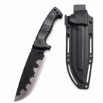 Camping Outdoor Survival Messer, tragbares Messer, hohe Härte, gerades Messer, scharfes Überlebensmesser, integrierter Kiel, hohe Härte, taktisches Messer – Schwarz-1