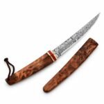 Double Dragon Damast-Taschenmesser mit Holzgriff