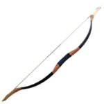 Schwarzer Python-Muster, traditioneller Pfeil und Bogen, traditionelles Bogenschießen, Pfeil und Bogen, antiker antiker Recurvebogen, Pfeil und Bogen für den Außenbereich