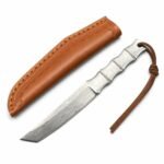 Damastmesser mit feststehender Klinge im Bambusstil