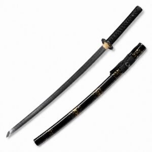 Schwarzes Drachenwellen-Samurai-Messer mit feststehender Klinge