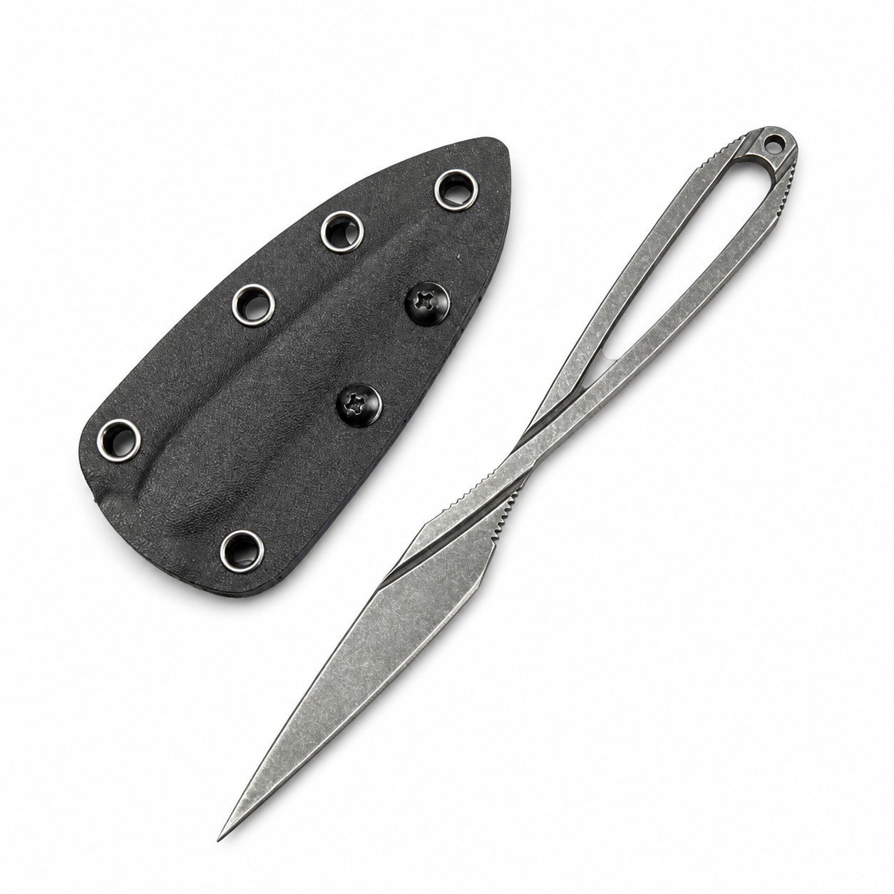 47848-main-white-clean Messer mit feststehender Klinge und dreieckigen Stacheln