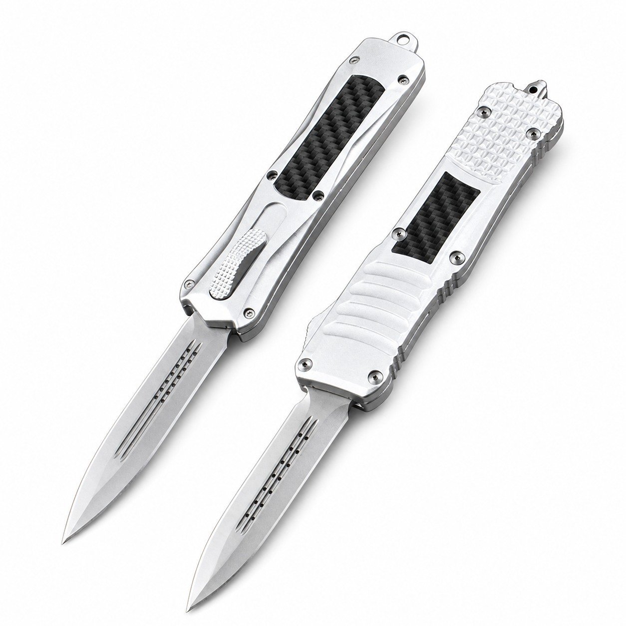 49761-main-white-clean Zinkgriff, großer Drache, silberner Griff, OTF-Messer aus Kohlefaser