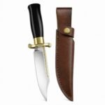 Trompete mit goldenem Rücken und schlichtem Schachmesser mit fester Klinge