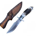 Gerades Bowie-Damastmesser mit Geweihgriff