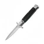9-Zoll-italienisches Stiletto-Messer – automatische Springklinge mit schwarzem Griff