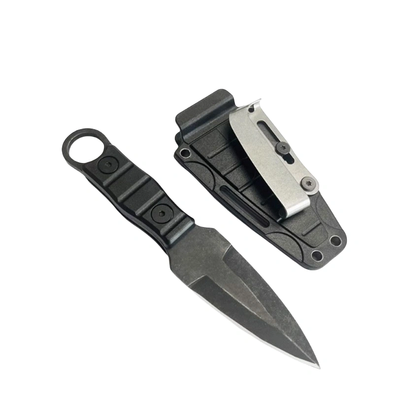 a-2.webp Gerades Outdoor-Messer, hohe Härte, Schärfe, taktisches kleines gerades Messer, mit K-Scheide A-2 Stone Wash/schwarzer Griff
