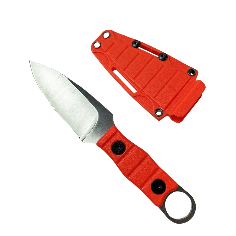a-8.webp Gerades Outdoor-Messer, hohe Härte, Schärfe, taktisches kleines gerades Messer, mit K-Scheide A-8 Sanding/Orange-Griff